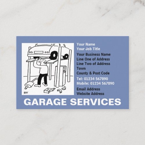 Garage Services Cartoon Business Card
