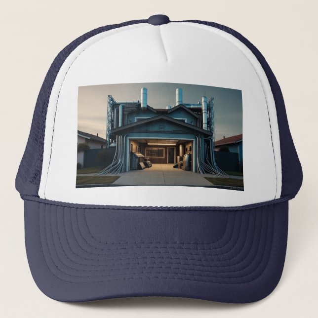 Garage Tech Upgrade black white foam trucker hat (Front)