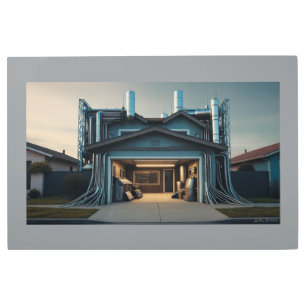 Garage Tech Upgrade metal wall art gray border