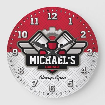 Garage Tools Man Cave Personalizable Large Clock by NiceTiming at Zazzle