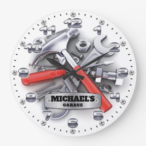 Garage Tools Man Cave Personalizable Wall Clock