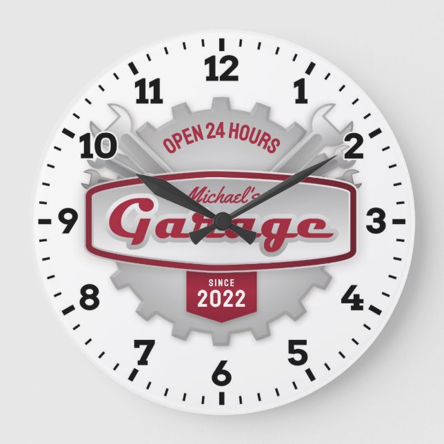 Garage Tools Man Cave Personalizable Wall Clock (Front)