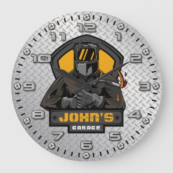 Garage Welding Fabricator Personalizable Clock by NiceTiming at Zazzle