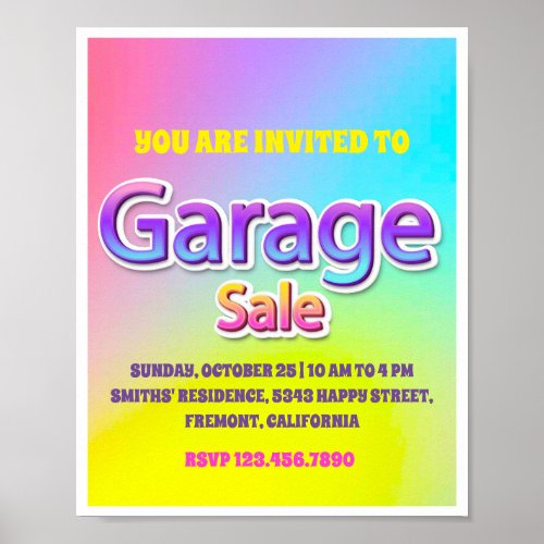 Garage Yard Sale  Holograph Rainbow PINK Poster