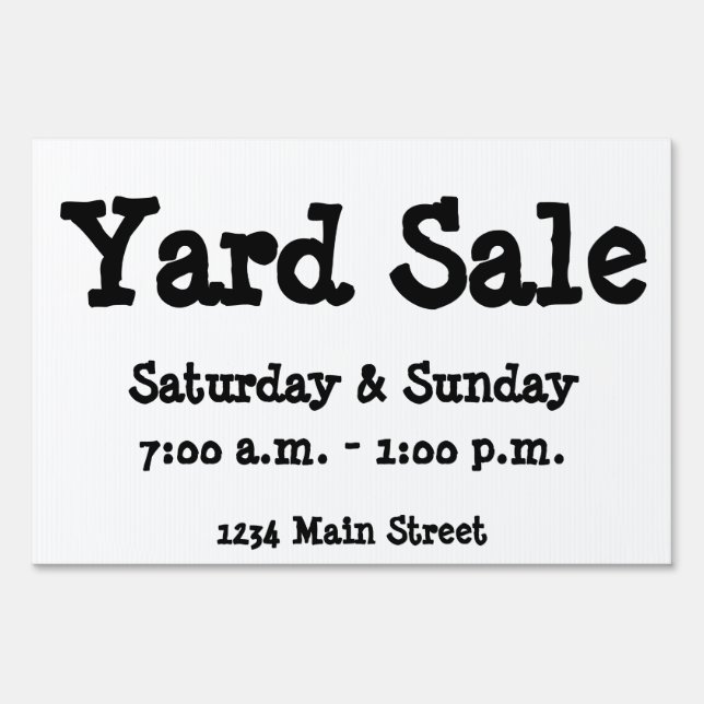 Garage/Yard Sale - Yard Sign (Front)
