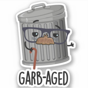 Garb-aged Funny Trash Can Pun Dark BG Sticker