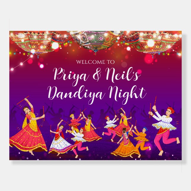 Garba welcome sign & Wedding Dandiya Night Welcome (Front)