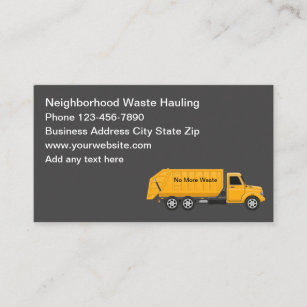 Garbage And Waste Hauling Business Cards