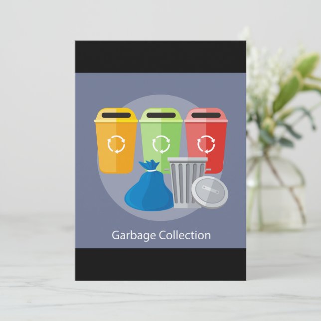Garbage Collection Recycling Invitation (Standing Front)