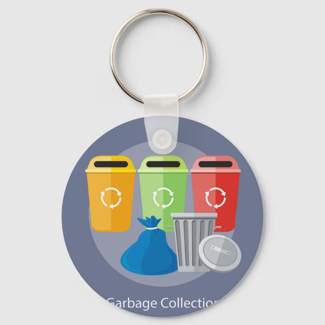 Garbage Collection Waste Management Recycling Keychain (Front)