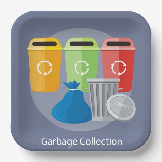 Garbage Collection Waste Management Recycling Paper Plates (Front)
