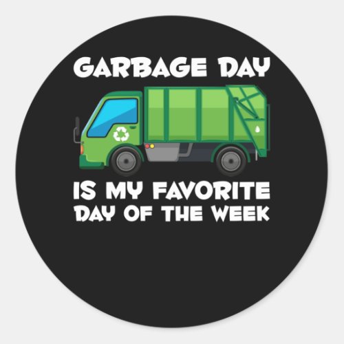 Garbage Day Boys Toddlers Trucker Fan Classic Round Sticker