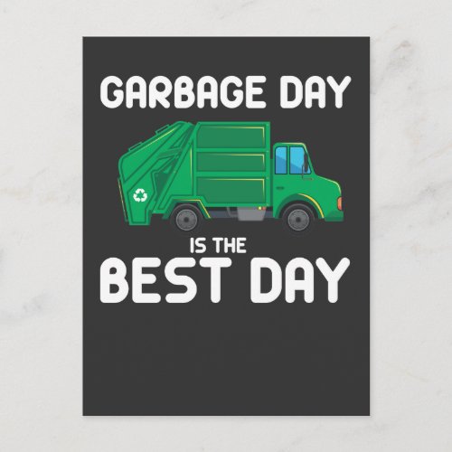 Garbage Day Fun Trash Truck Waste Trucker Dumpster Postcard