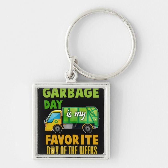 Garbage Day Is Favorite Trash Kids Boys Toddlers Keychain (Front)