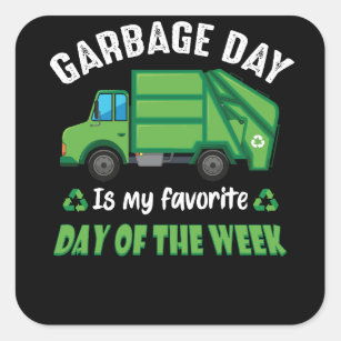Garbage Day Kids City Garbage Truck Square Sticker