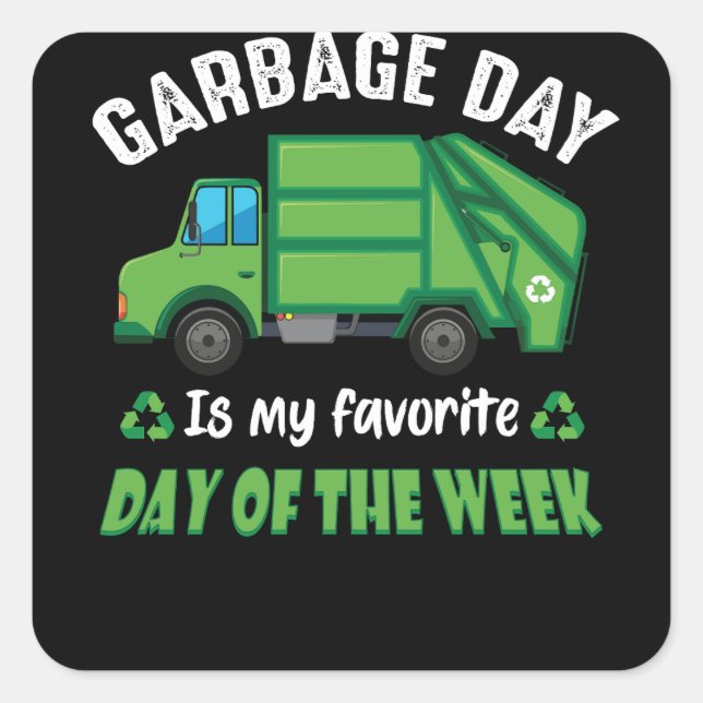 Garbage Day Kids City Garbage Truck Square Sticker (Front)