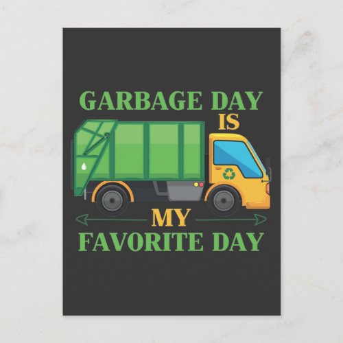 Garbage Day Kids Garbage Truck Trash Recycling Postcard