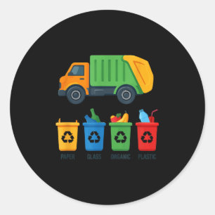 Garbage Day Recycling Truck Kids Boys Toddlers Gir Classic Round Sticker