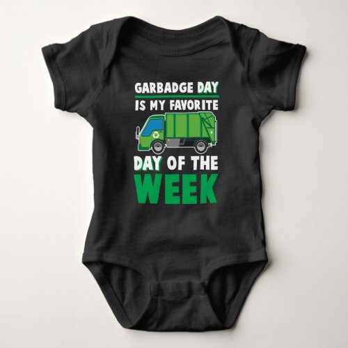 Garbage Day Trash Truck Waste Disposal Dumpster Baby Bodysuit