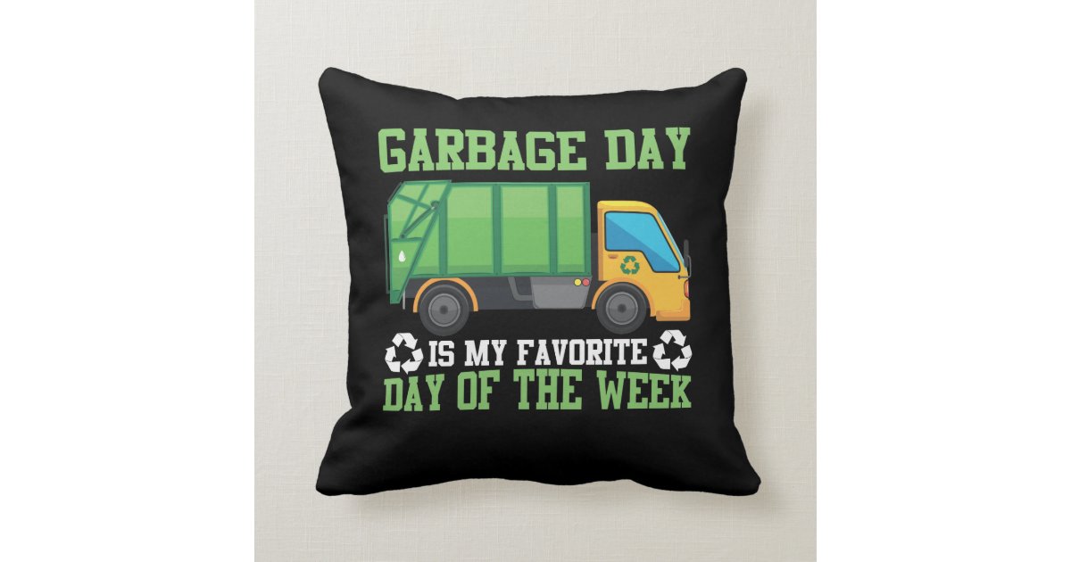Garbage Day Truck Waste Disposal Dumpster Throw Pillow