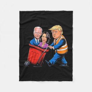 Garbage For Trump 2024 Funny Time To Take Out Garb Fleece Blanket