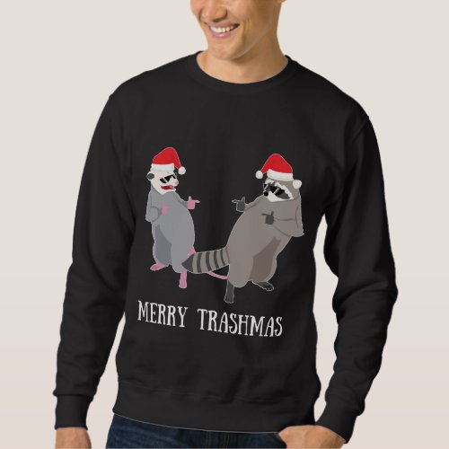 Garbage Gang Opossum Raccoon Santa Claus Merry Tra Sweatshirt