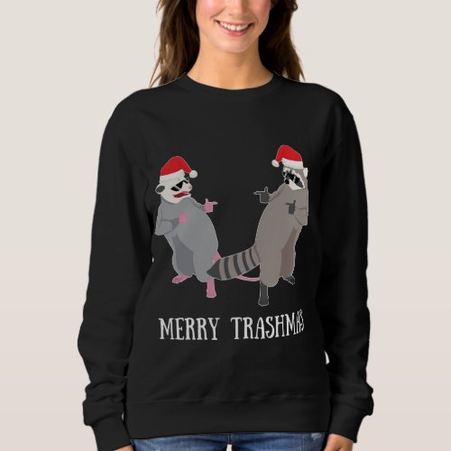 Garbage Gang Opossum Raccoon Santa Claus Merry Tra Sweatshirt
