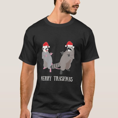 Garbage Gang Opossum Raccoon Santa Claus Merry Tra T_Shirt