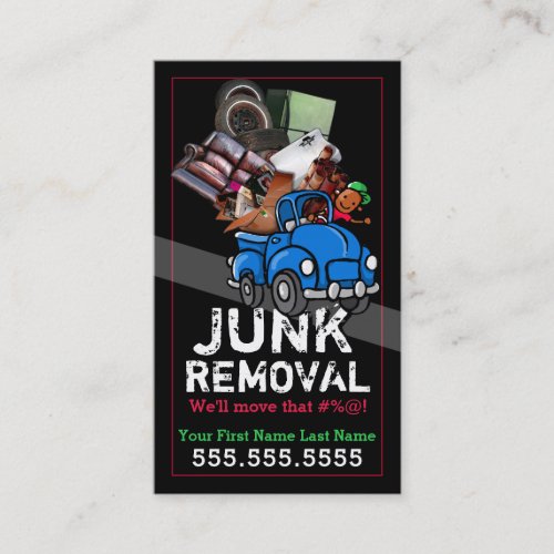Garbage Hauling Junk Removal Cute Black Man Business Card