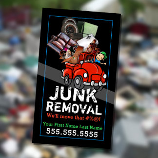 Garbage Hauling Junk Removal Cute Red Pickup Business Card