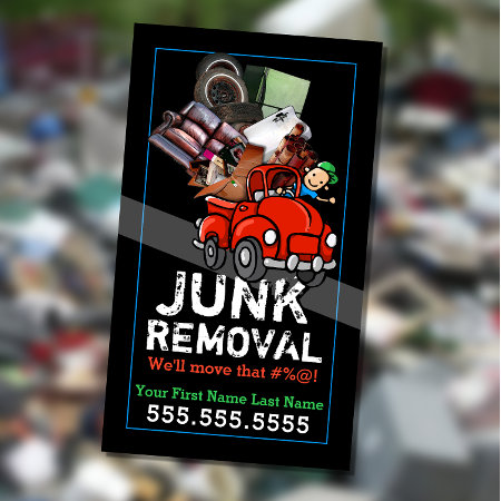 Garbage Hauling Junk Removal Cute Red Pickup Business Card