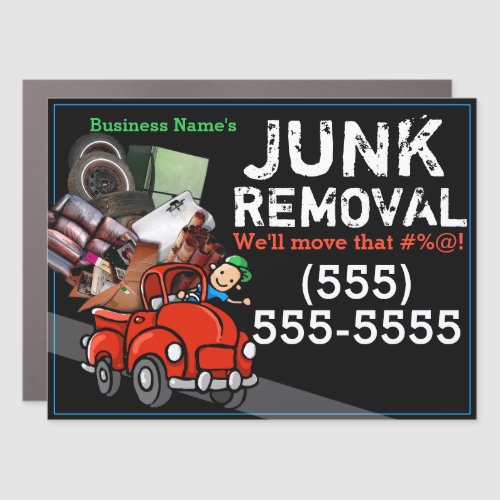 Garbage Hauling Junk Removal Red Vintage Truck Car Magnet