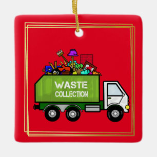Garbage Man Day Ornament with Garbage Truck