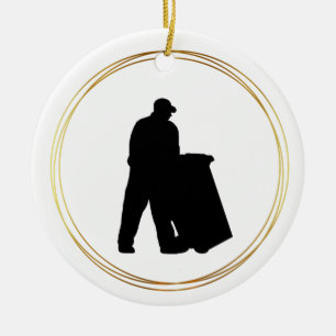 Garbage Man Day Silhouette Christmas Ornament