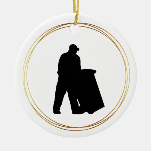 Garbage Man Day  Silhouette Christmas Ornament