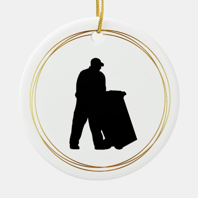 Garbage Man Day  Silhouette Christmas Ornament (Front)