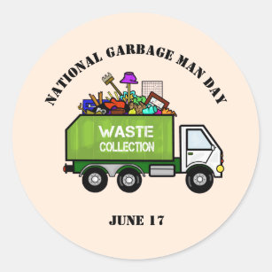 Garbage Man Day Stickers with Garbage Truck