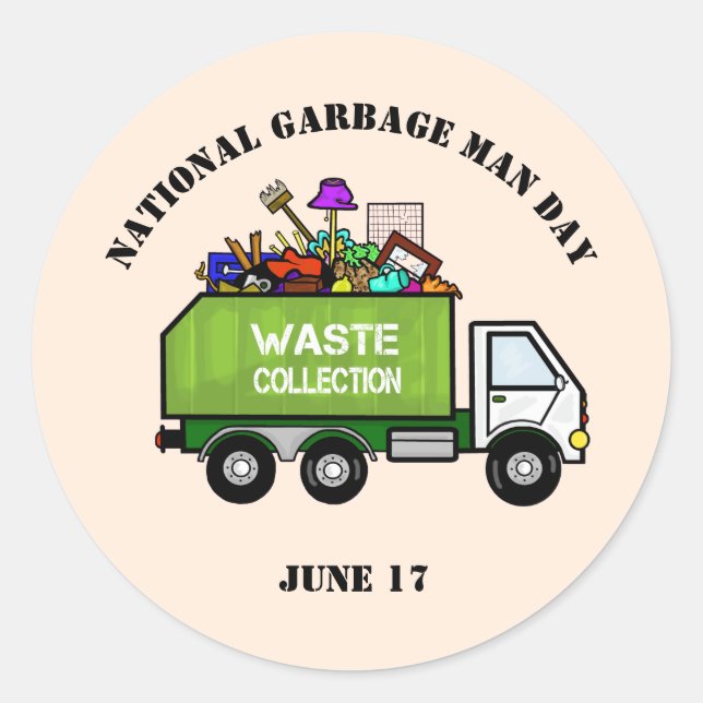 Garbage Man Day Stickers with Garbage Truck (Front)