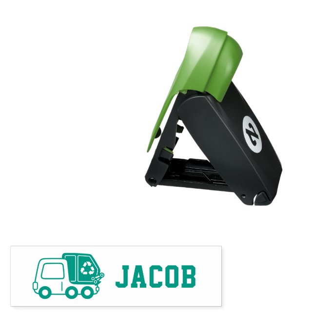 Garbage Recycle Truck Kids Personalized Pocket Stamp (Open with Design)