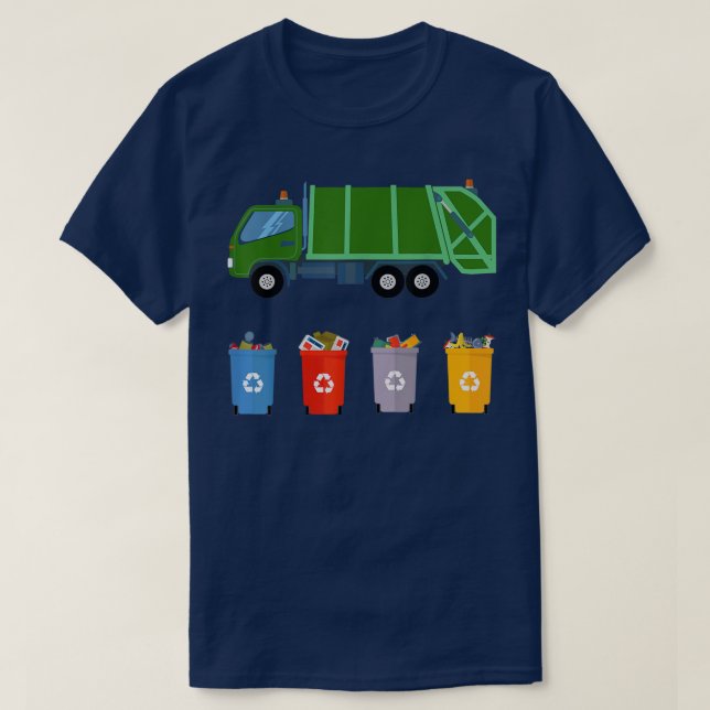 Garbage recycling trash truck girls and boys  T-Shirt (Design Front)