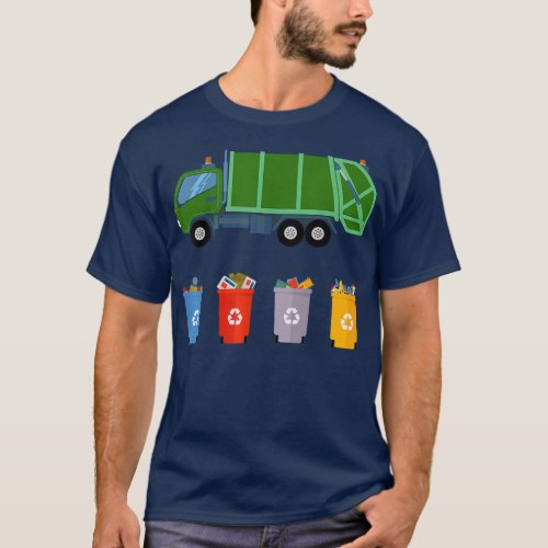 Garbage recycling trash truck girls and boys  T_Shirt