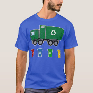 Garbage Smiling Truck Colored Cans Recycling Day D T-Shirt