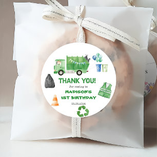 Garbage Trash Truck 1st Birthday Party Favor Tags