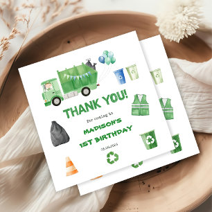Garbage Trash Truck 1st Birthday Party Napkins