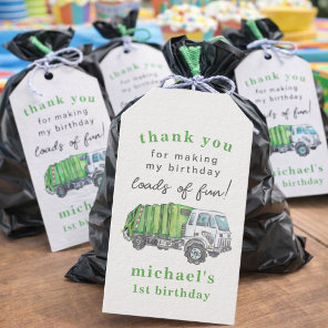 Garbage Trash Truck 1st Birthday Thank You Favor Gift Tags