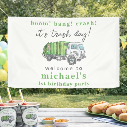 Garbage Trash Truck 1st Birthday Welcome Banner