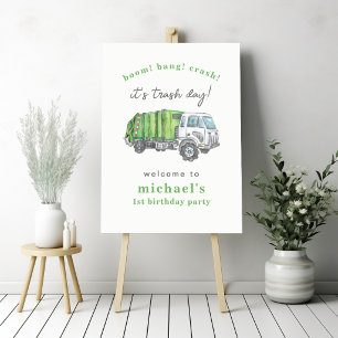 Garbage Trash Truck 1st Birthday Welcome Sign