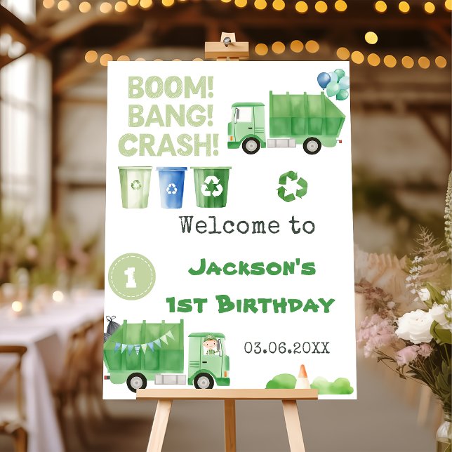 Garbage Trash Truck 1st Birthday Welcome Sign (Creator Uploaded)