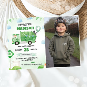 Garbage Trash Truck 4th Birthday Party Photo Invitation