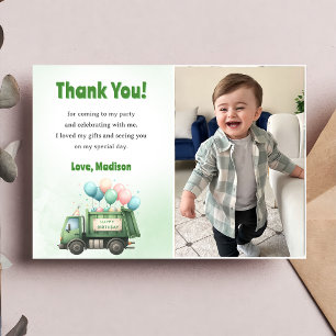 Garbage Trash Truck Birthday Party Thank You Card